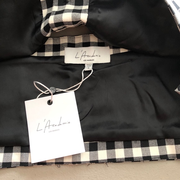 L’Academie Black White Checker Cropped Top XL NWT Coastal Cowgirl - Picture 9 of 11